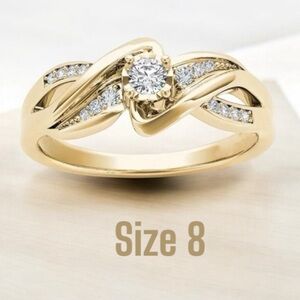 Elegant Wedding Ring, Set with 18K Gold-Plated Synthetic Zirconia